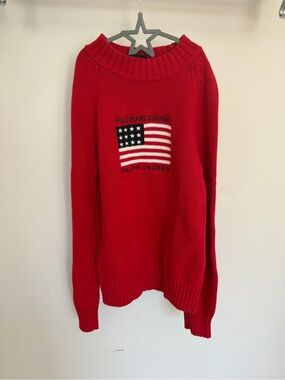 Polo Ralph Lauren USA Flag Knit Style Sweater Size Medium Women’s
